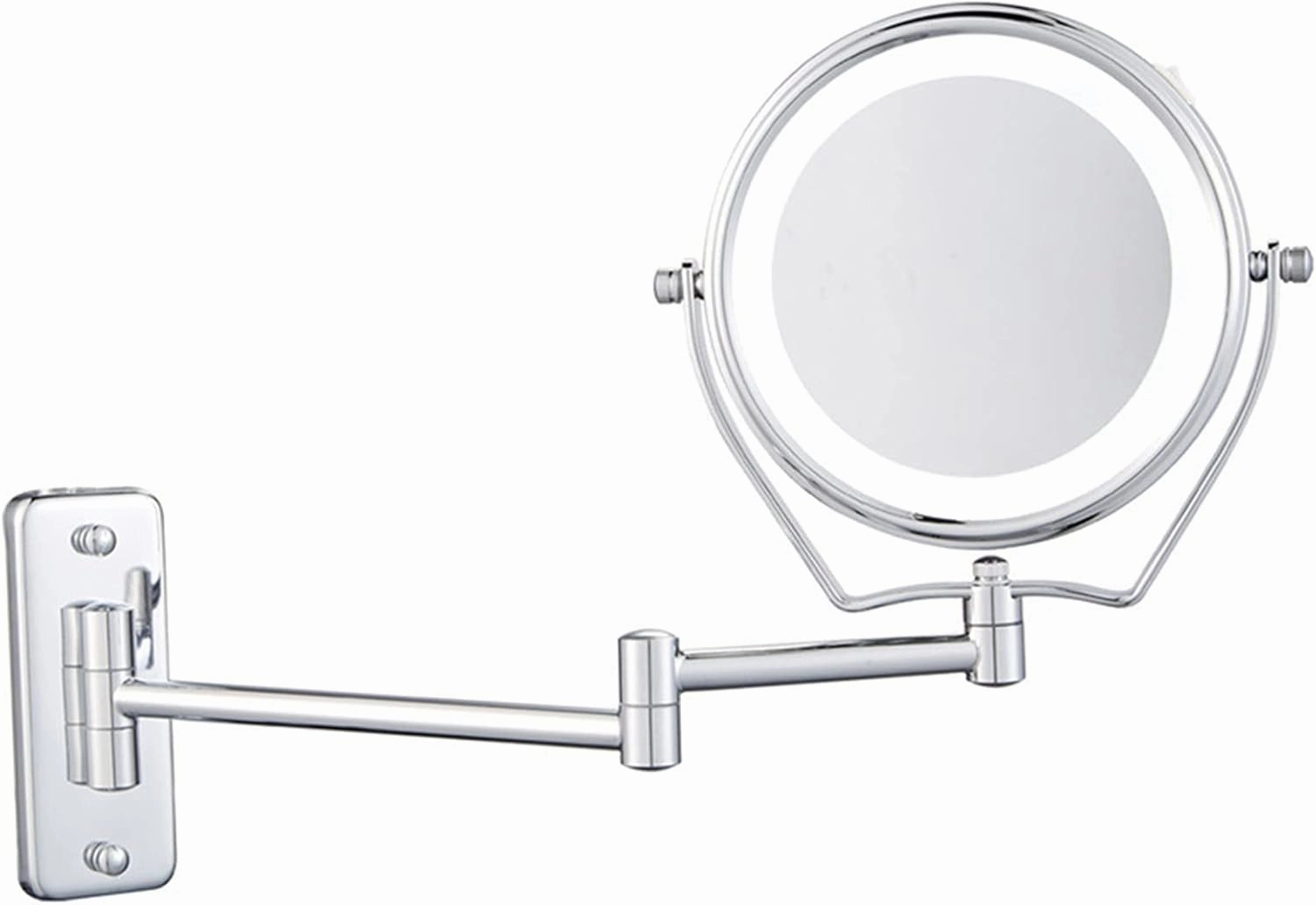 GALSOR 7X Magnification Wall Mounted Makeup Mirror - HD Mirror LED Lighted Double Sided Shaving Mirror, 360° Swivel and Extending, USB Charging, for Hair Removal, Hotel, 6