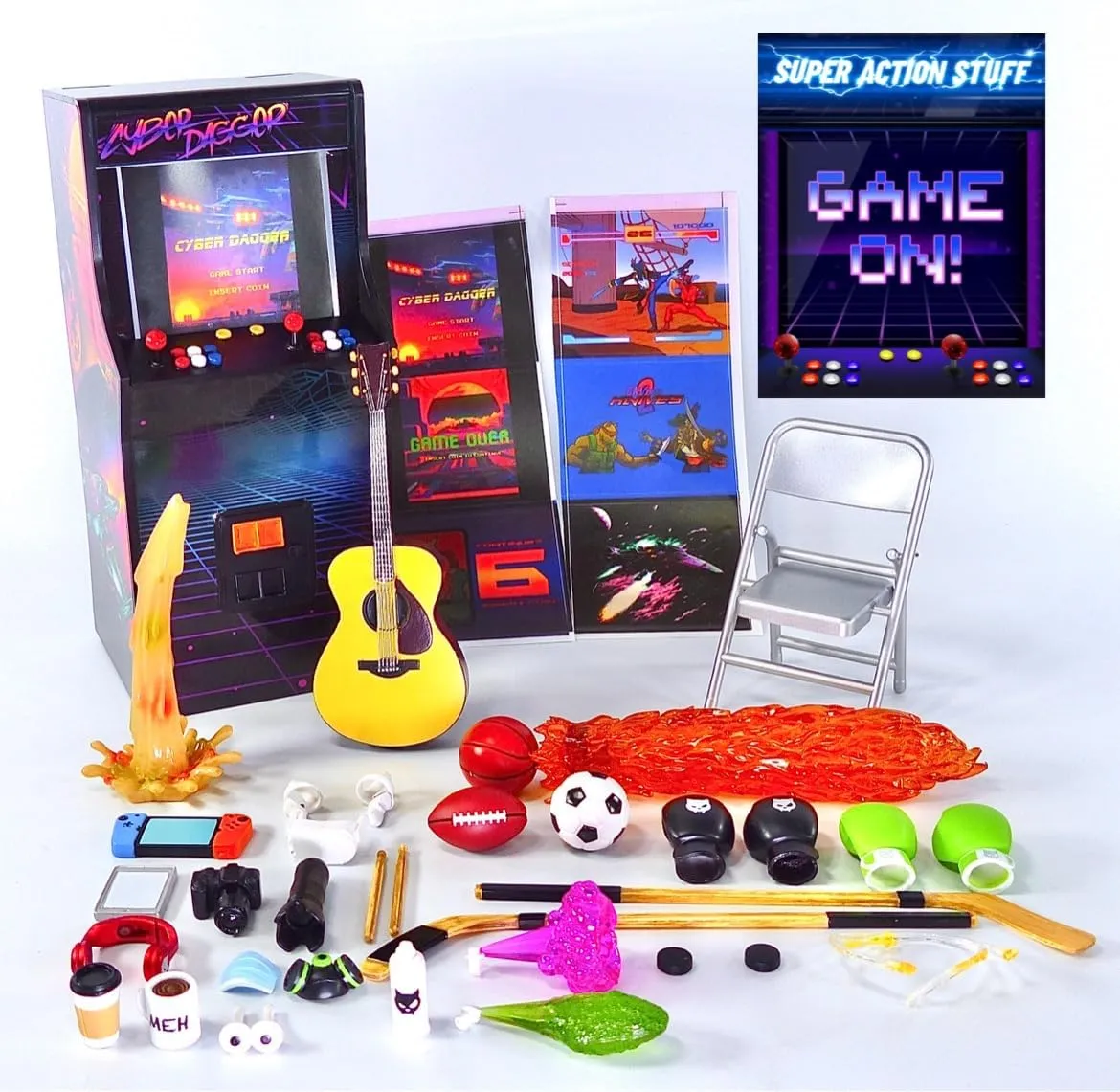 Game ON Arcade 1/12 Scale Six Inch Action Figure Accessories Set with LED Light (Cyber Dagger w/Light)