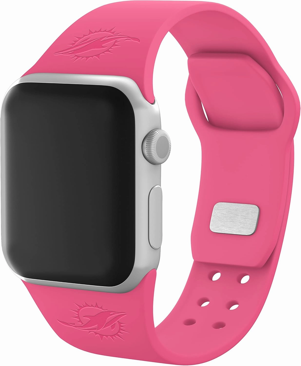 Game Time Miami Dolphins Engraved Silicone Sport Watch Band Compatible with Apple Watch