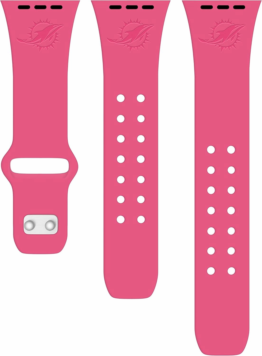 Game Time Miami Dolphins Engraved Silicone Sport Watch Band Compatible with Apple Watch