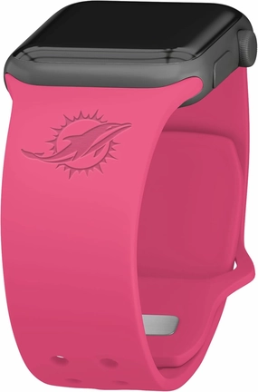 Game Time Miami Dolphins Engraved Silicone Sport Watch Band Compatible with Apple Watch