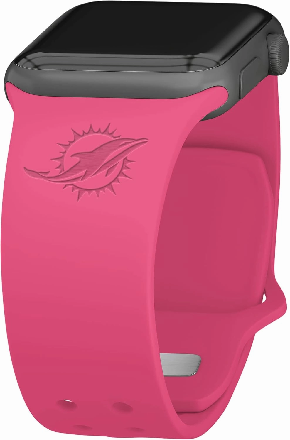 Game Time Miami Dolphins Engraved Silicone Sport Watch Band Compatible with Apple Watch