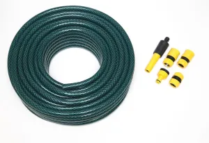 Garden HOSEPIPE with Set of 5 HOZELOCK Compatible CONNECTORS 50M Length