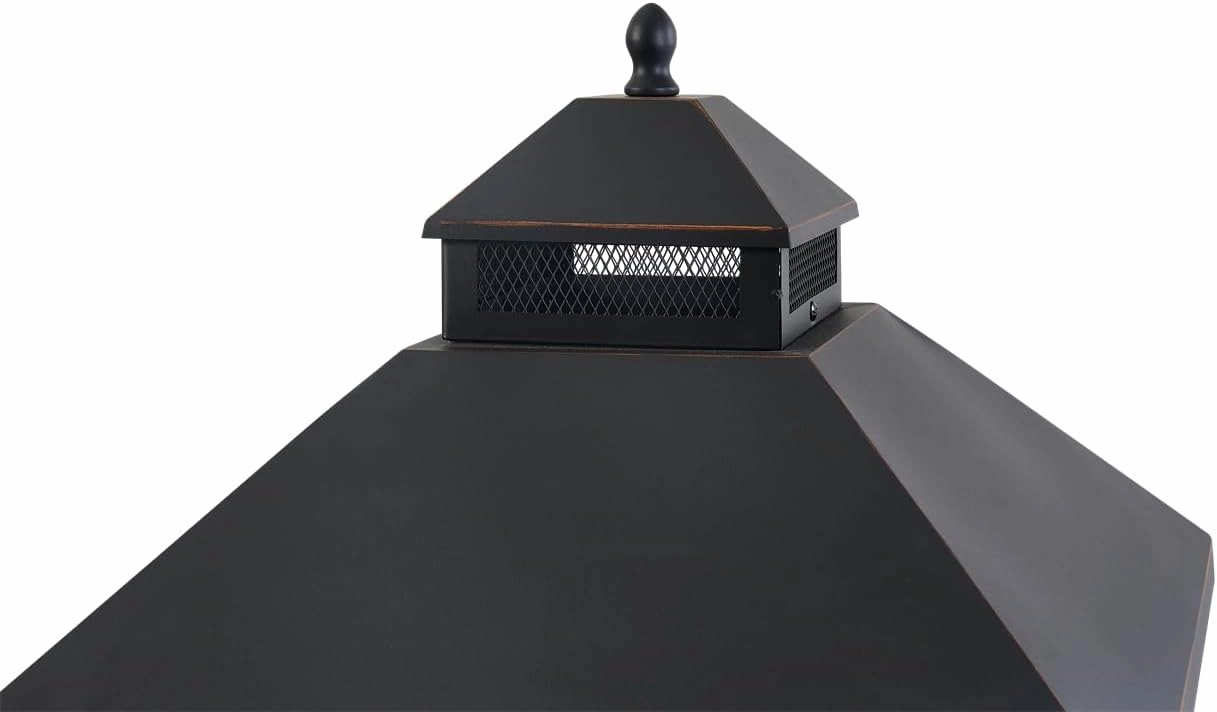 Garden Metal Outdoor Heating Furnace for Backyard Fir Pit, Rotating and Remote Cooking Grates (24.4×24.4×48)