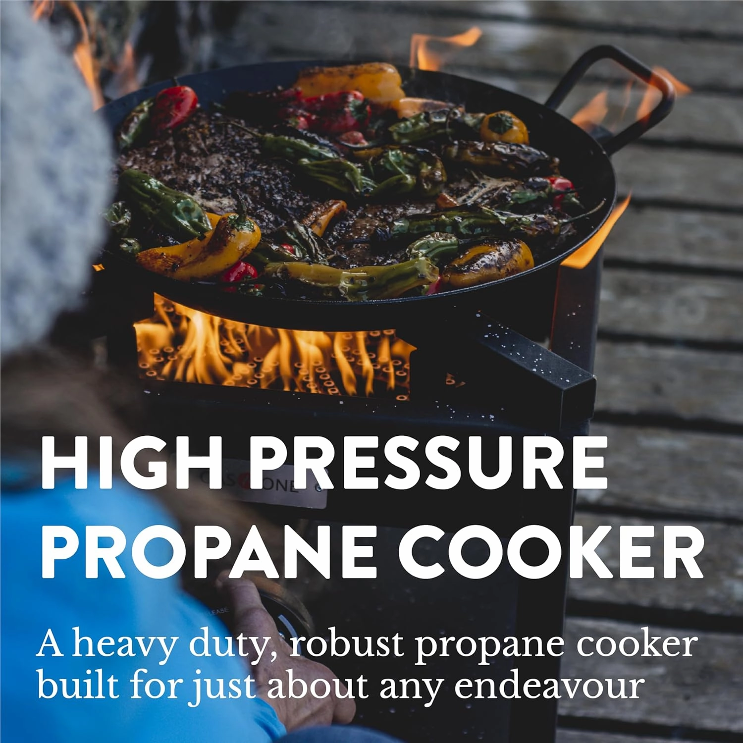GasOne 275,000 BTU Propane Burner Cooker With Regulator with Steel Braided Hose For Outdoor Cooking, Turkey Fry