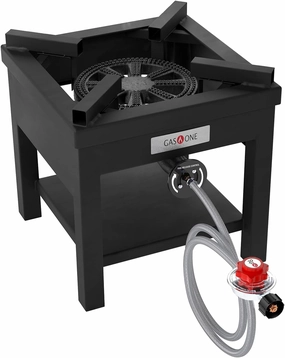 GasOne 275,000 BTU Propane Burner Cooker With Regulator with Steel Braided Hose For Outdoor Cooking, Turkey Fry