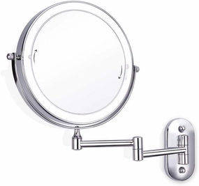 GATSUN Makeup Mirror,Bathroom Vanity Mirrors Magnifying,Wall Mount Led Lighted 5X Magnifying Cosmetic Mirror 360° Swivel Extendable Two Sided Vanity Mirror for Bathroom, Wall-Mount (Rev