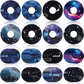 Geiserailie 32 Pack Round Adhesive Patches Compatible with Libre 3, CGM Patches, Galaxy Adhesive Tape Stickers, Sensor Covers Waterproof Sweat Proof Flexible Breathable Pre-Cut, Long Lasting
