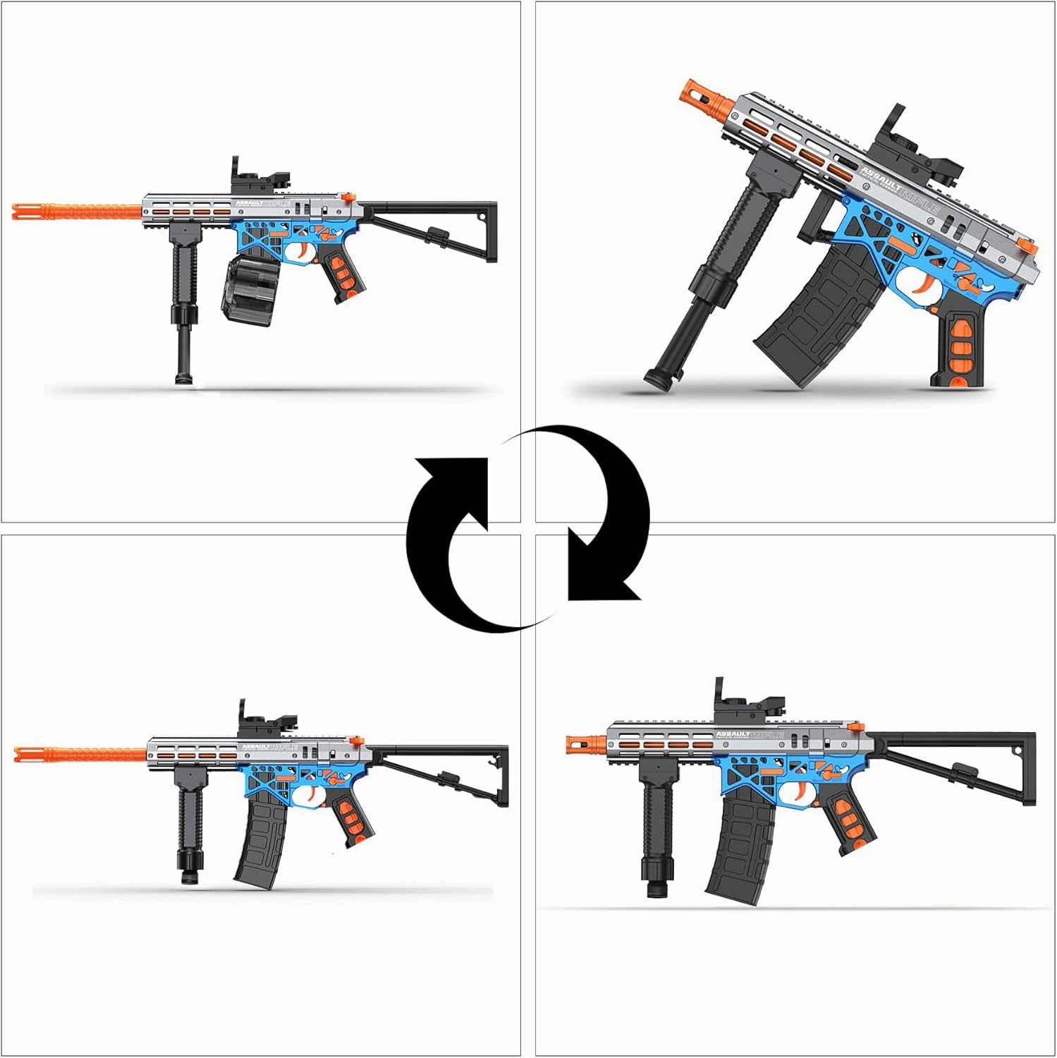 Gel Toy Gun Blaster Automatic, Electric Splatter Ball Toy Rifle and Goggles, Shooting Games, Blue