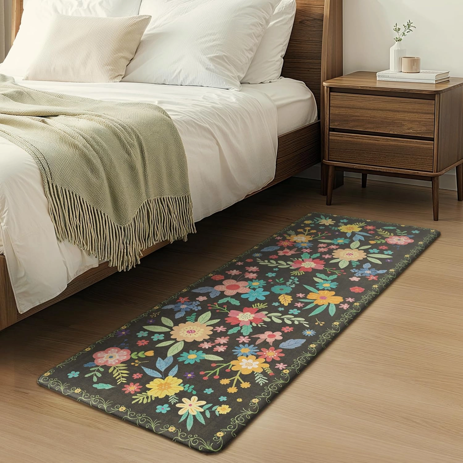 GENIMO Kitchen Mats for Floor 2PCS, Cushioned Kitchen Rugs Non Slip Washable, Anti Fatigue Mat Waterproof, Comfort Standing Mat Rug for Office, Home, Sink, Laundry, 17.3"x47" 17.3"x30", Black