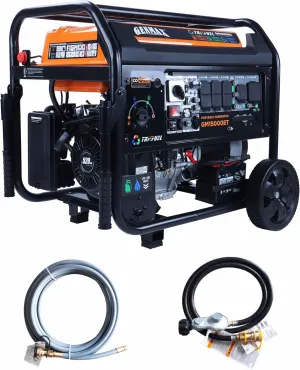 GENMAX 15000W Tri-Fuel Portable Generator - 2025 Model with ATS, CO Sensor, Digital Display & 50A Output Perfect for Home Backup, Construction Sites & Emergency Power (GM15000ET)