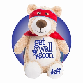 Get Well Soon Stuffed Animal for Kids - Personalized - Get Well Soon Teddy Bear - Surgery Gift for Kids - Get Well Soon Plush Toy - 17" Personalized Get Well Gifts by Kikilishop (Superhero Teddy Bear)
