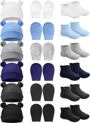 Geyoga Newborn Baby Hat Bear Ears Mittens and Socks Set for 0-6 Month