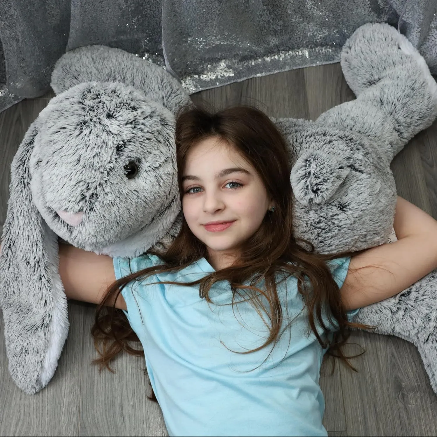 Giant Bunny Stuffed Animal 31", Large Easter Stuffed Bunny Plush Toy for Girls Boys Kids, Big Gray Rabbit Body Pillow Gift for Chirstmas Birthday Baby Shower