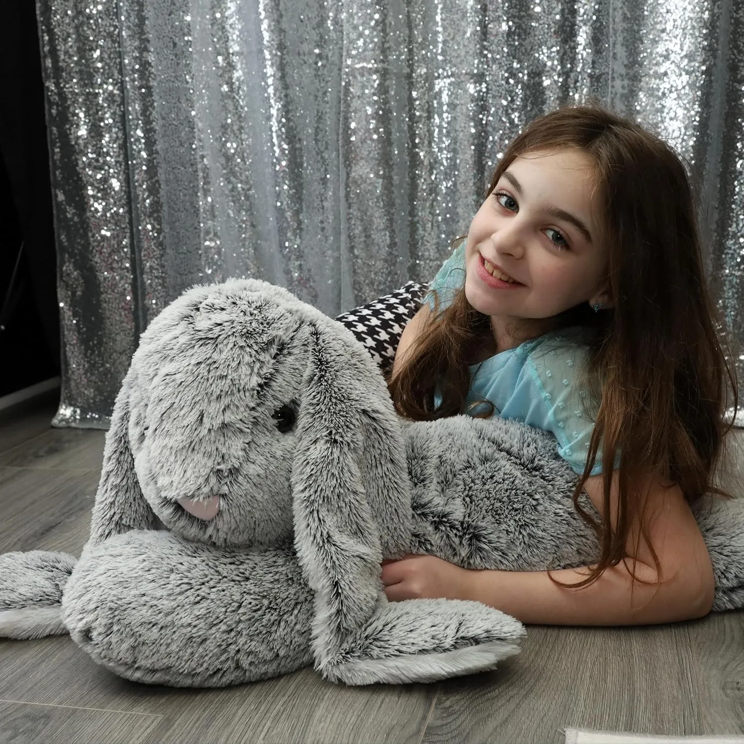 Giant Bunny Stuffed Animal 31", Large Easter Stuffed Bunny Plush Toy for Girls Boys Kids, Big Gray Rabbit Body Pillow Gift for Chirstmas Birthday Baby Shower