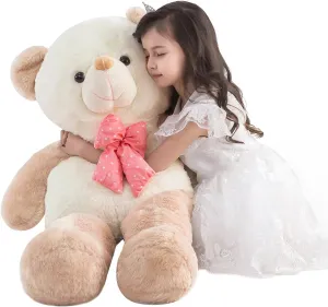 Giant Teddy Bear Stuffed Animals for Girls 4 Feet Big Teddy Bear Plushies Giant Stuffed Animal Large Teddy Bears Plush Toys Big Stuffed Bear for Her Halloween Christmas 47 Inch Apricot