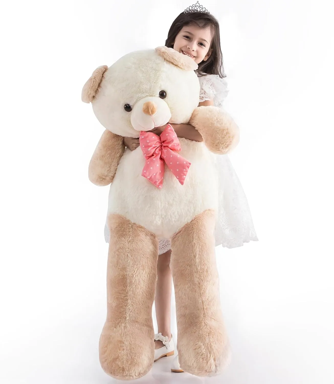 Giant Teddy Bear Stuffed Animals for Girls 4 Feet Big Teddy Bear Plushies Giant Stuffed Animal Large Teddy Bears Plush Toys Big Stuffed Bear for Her Halloween Christmas 47 Inch Apricot