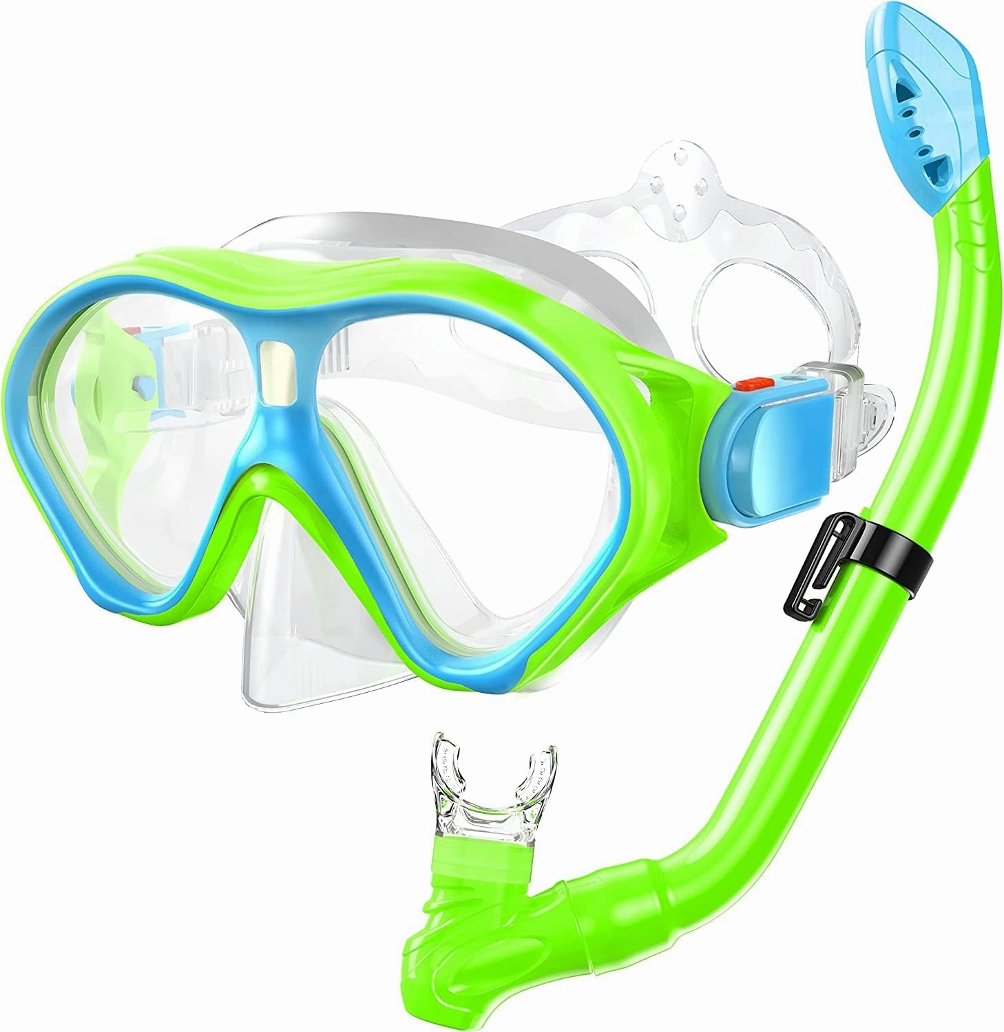 Gintenco Kids Snorkel Set, Diving Mask for Children as Unisex Kids Swimming Goggles, Anti-Fog Diving Mask and Dry Top Snorkel Combo Set for Junior and Youth