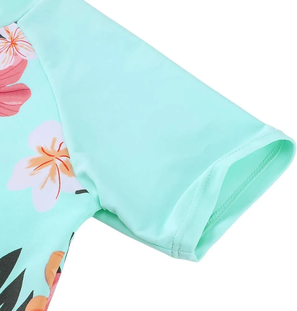 Girls Two Piece Swimsuit Floral UPF 50  Rash Guard Set Kids Beach Swimwear