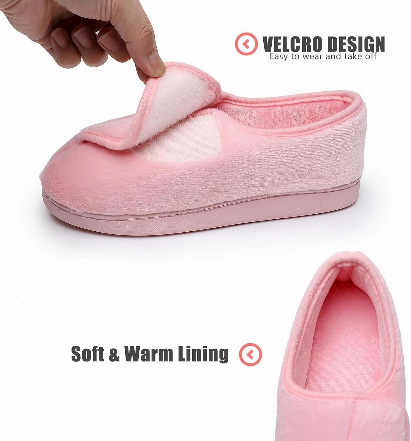 Git-up Women Soft wide Slippers Memory Foam Closed Toed Diabetic Arthritis Edema House Slippers