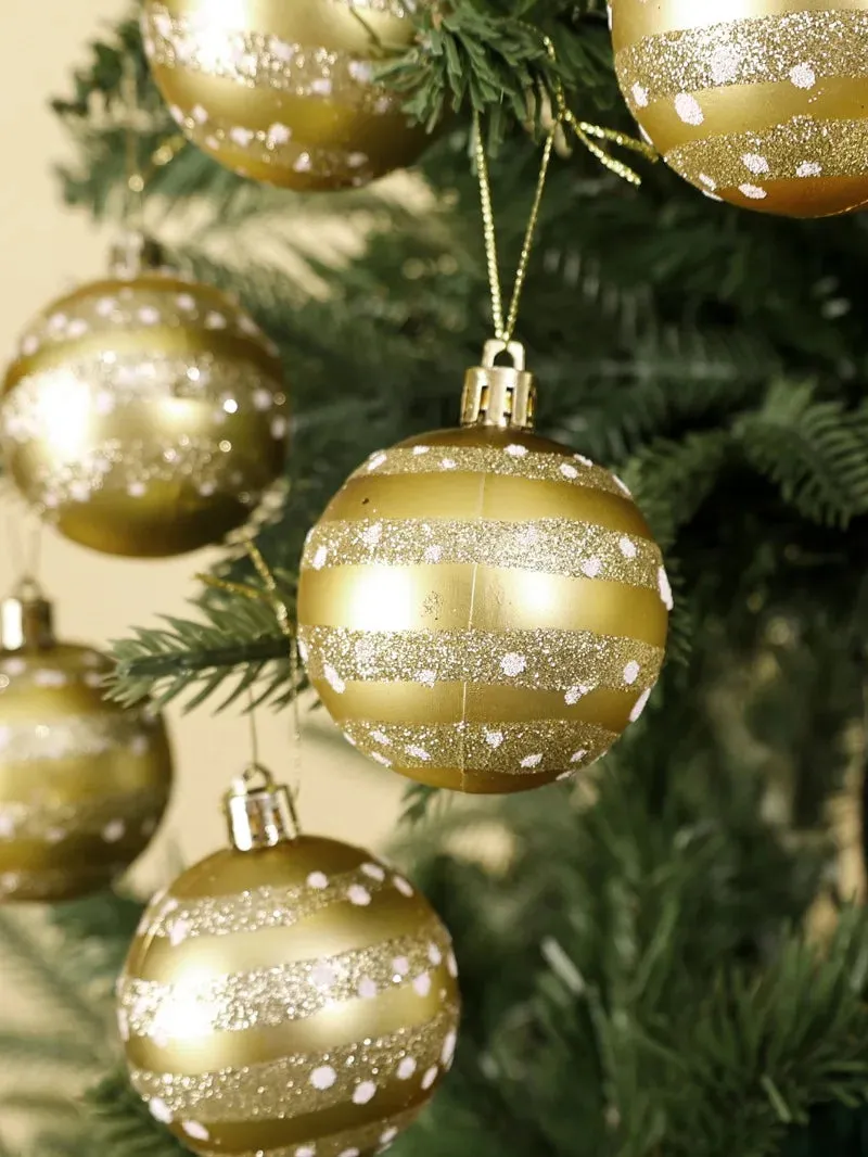 GlitterFest 6Cm Christmas Ball Ornaments Set