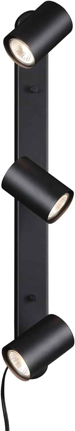GLOBE Electric 59467 3-Light Plug-in Track Lighting, Matte Black, Bulb Not Included