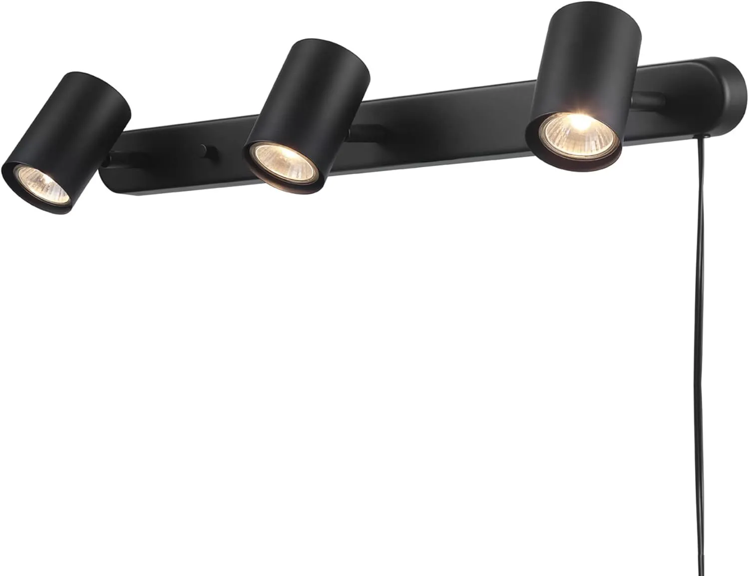 GLOBE Electric 59467 3-Light Plug-in Track Lighting, Matte Black, Bulb Not Included