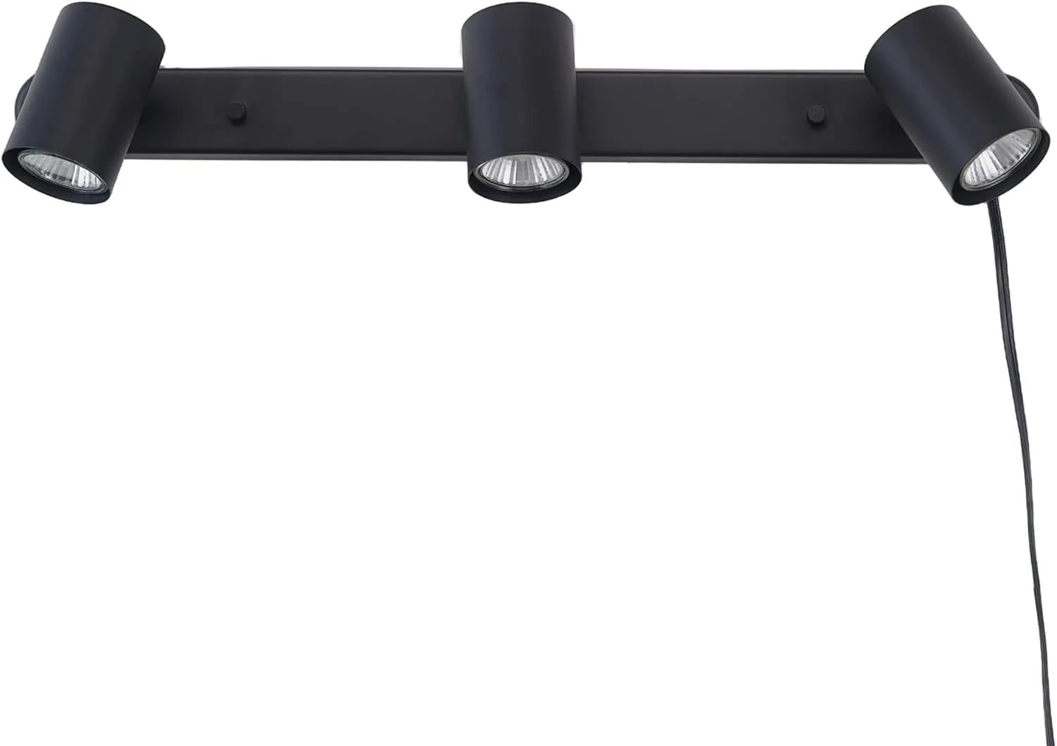 GLOBE Electric 59467 3-Light Plug-in Track Lighting, Matte Black, Bulb Not Included
