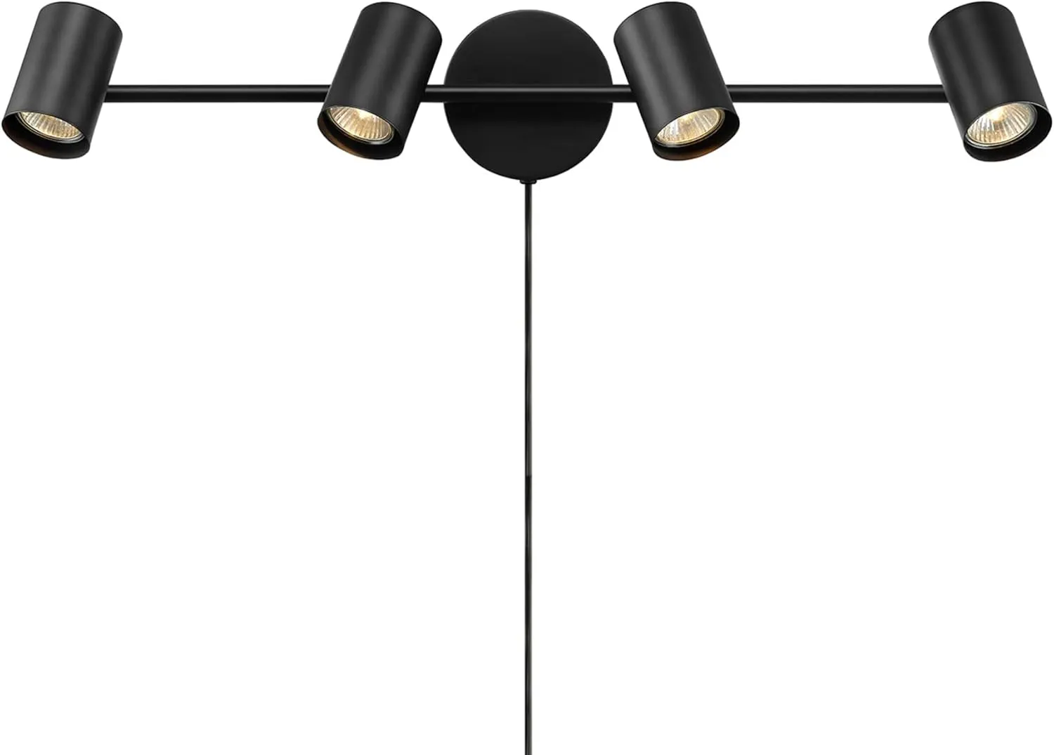 GLOBE Electric 64000119 4-Light Plug-in Track Lighting, Matte Black Finish, Adjustable Heads, Wall or Ceiling Mount, Modern Industrial Design