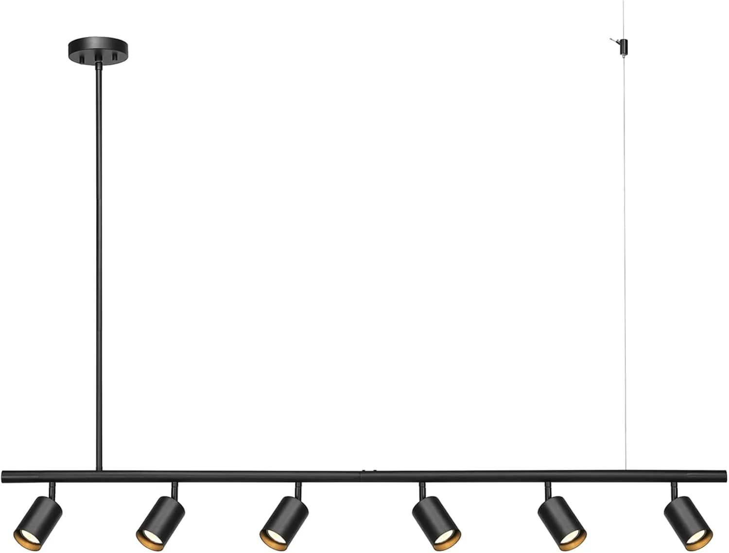 GLOBE Electric 64000123 55" 6-Light Adjustable Height Track Lighting, Matte Black, Pivoting Track Heads