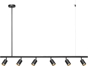 GLOBE Electric 64000123 55" 6-Light Adjustable Height Track Lighting, Matte Black, Pivoting Track Heads