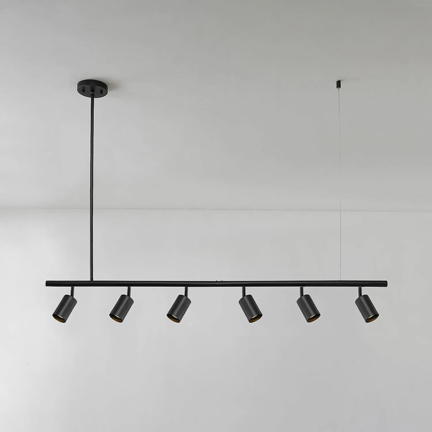 GLOBE Electric 64000123 55" 6-Light Adjustable Height Track Lighting, Matte Black, Pivoting Track Heads
