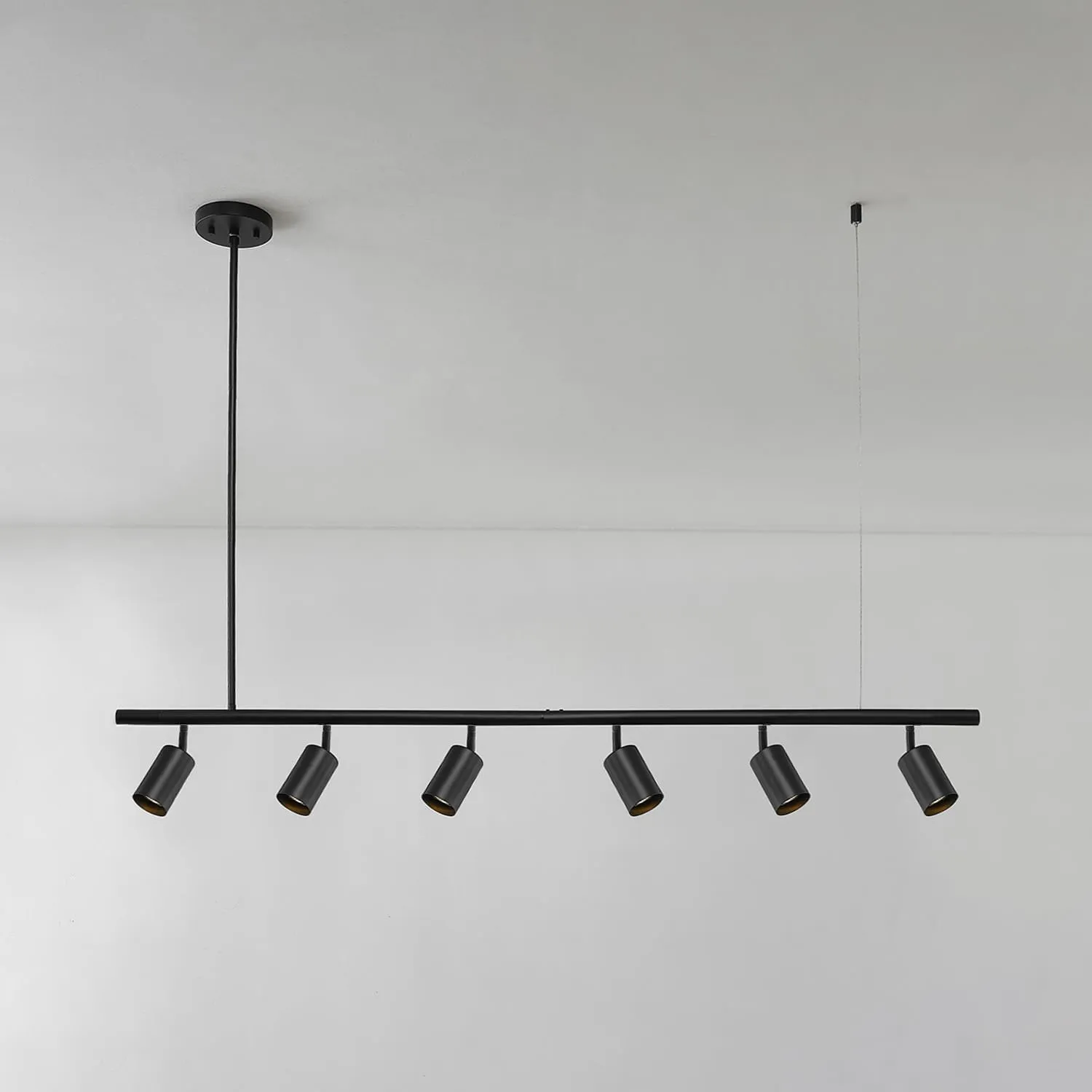 GLOBE Electric 64000123 55" 6-Light Adjustable Height Track Lighting, Matte Black, Pivoting Track Heads