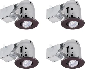 GLOBE Electric 90964 3" Swivel Round Trim Recessed Lighting Kit 4-Pack, Oil Rubbed Bronze Finish, Easy Install Push-N-Click Clips, 3.25" Hole Size, Dimmable, Ceiling Light, Bulb Not Included
