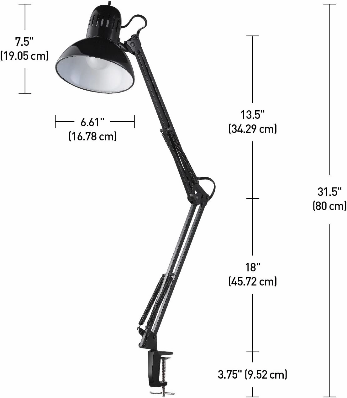 GLOBE Electric 12641 Architect 32" Swing-Arm Clamp-On Lamp, Black Architect, Finish, LED Bulb Included