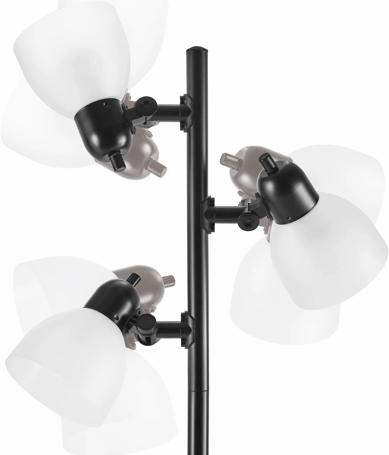 Globe Electric 12719 Life 63" 3-Light Floor Lamp, Matte Plastic, LED Bulbs Included, Black with Frosted Shade