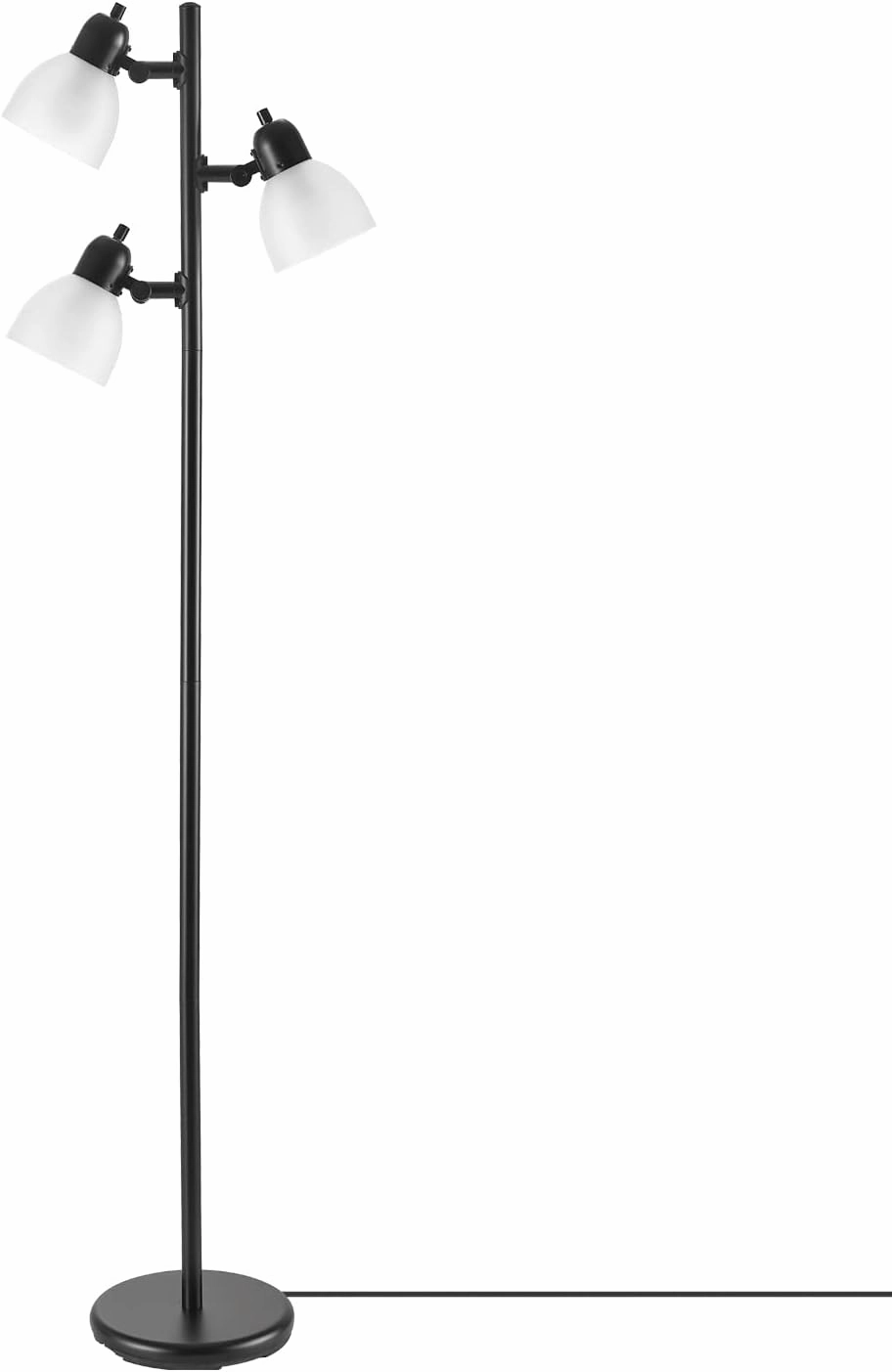 Globe Electric 12719 Life 63" 3-Light Floor Lamp, Matte Plastic, LED Bulbs Included, Black with Frosted Shade