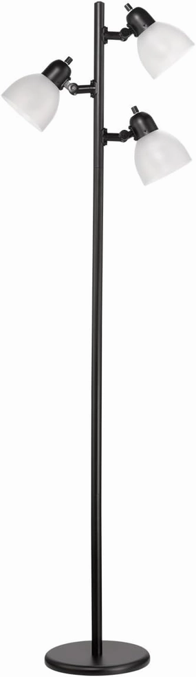 Globe Electric 12719 Life 63" 3-Light Floor Lamp, Matte Plastic, LED Bulbs Included, Black with Frosted Shade