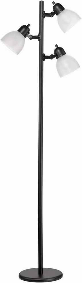 Globe Electric 12719 Life 63" 3-Light Floor Lamp, Matte Plastic, LED Bulbs Included, Black with Frosted Shade