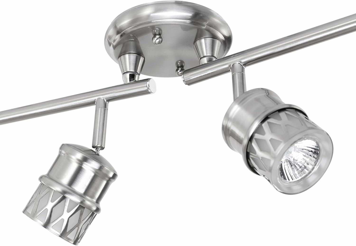 GLOBE Electric 59355 Kearney 6-Light Foldable Track Lighting, Brushed Nickel Finish, White Glass Shades
