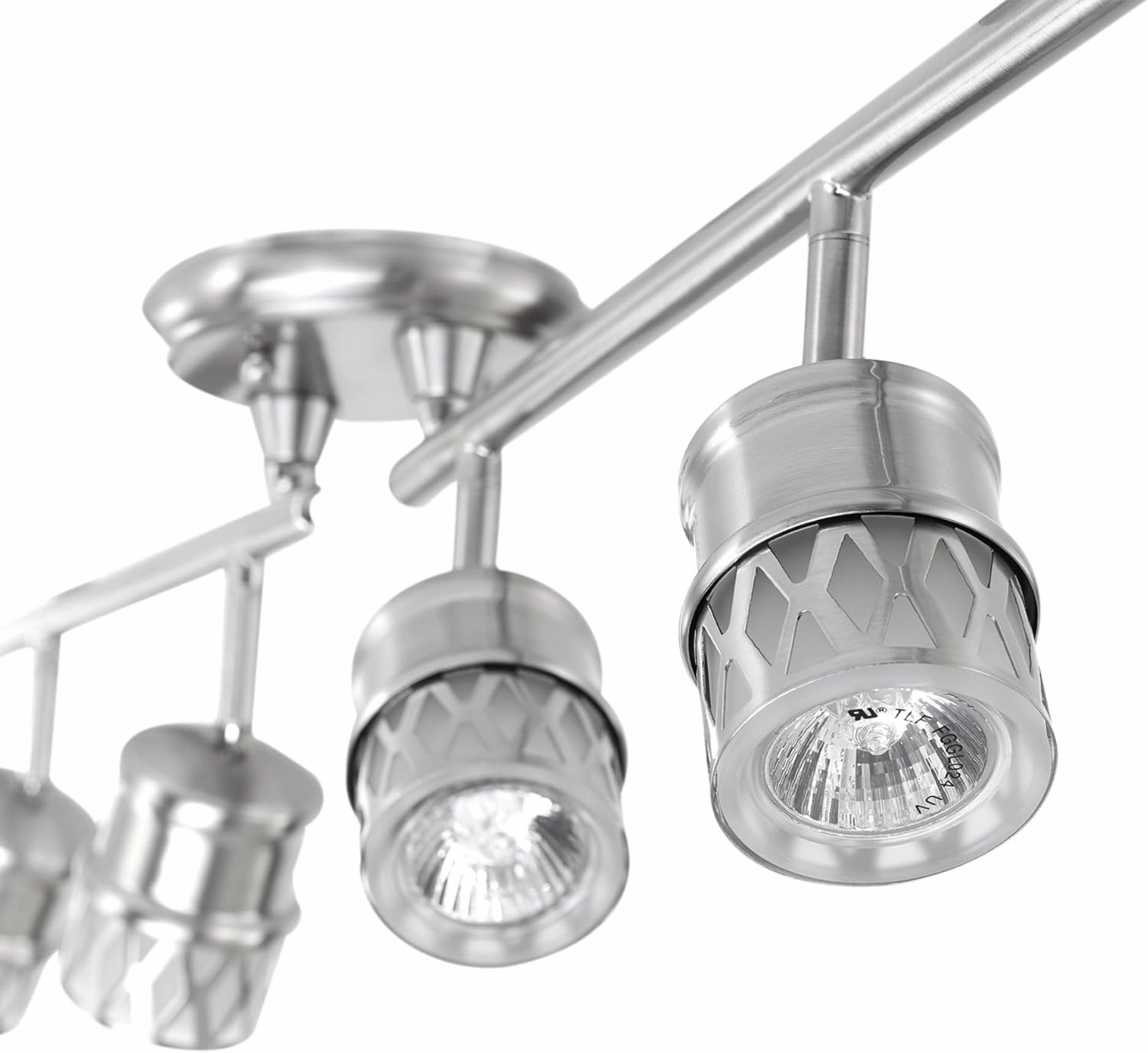GLOBE Electric 59355 Kearney 6-Light Foldable Track Lighting, Brushed Nickel Finish, White Glass Shades