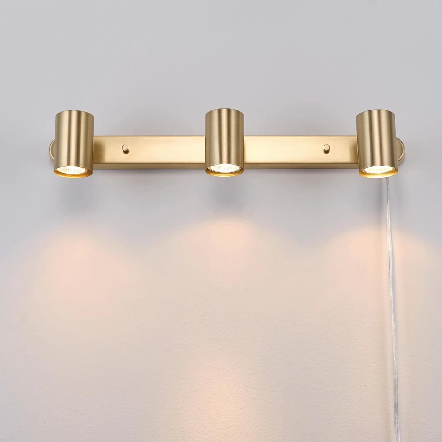 GLOBE Electric 59469 3-Light Plug-in Track Lighting, Matte Brass, Bulb Not Included