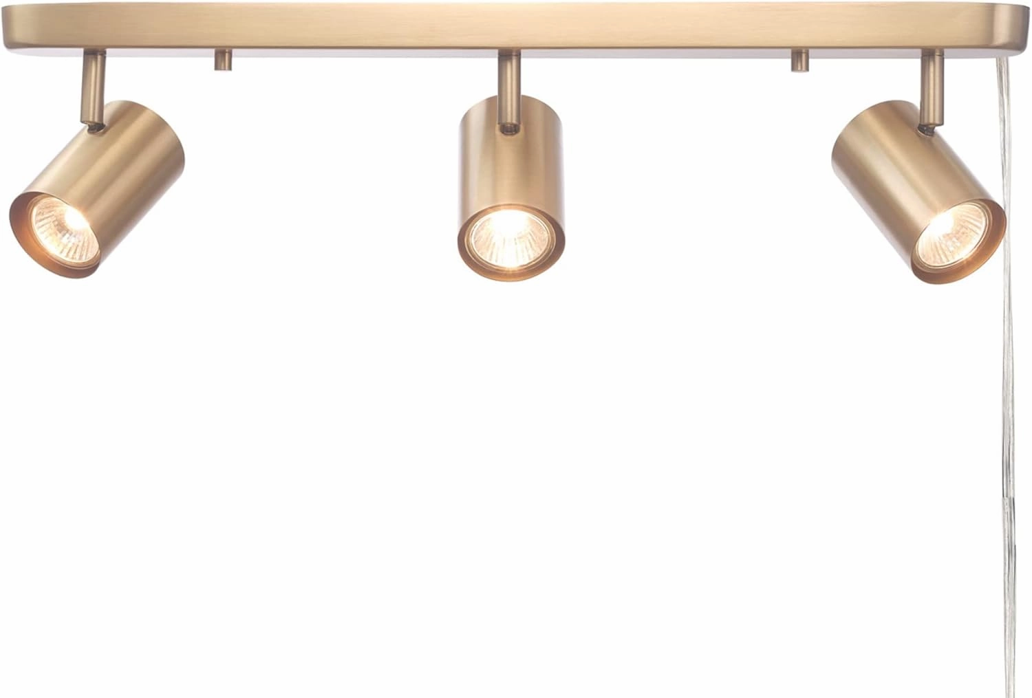 GLOBE Electric 59469 3-Light Plug-in Track Lighting, Matte Brass, Bulb Not Included