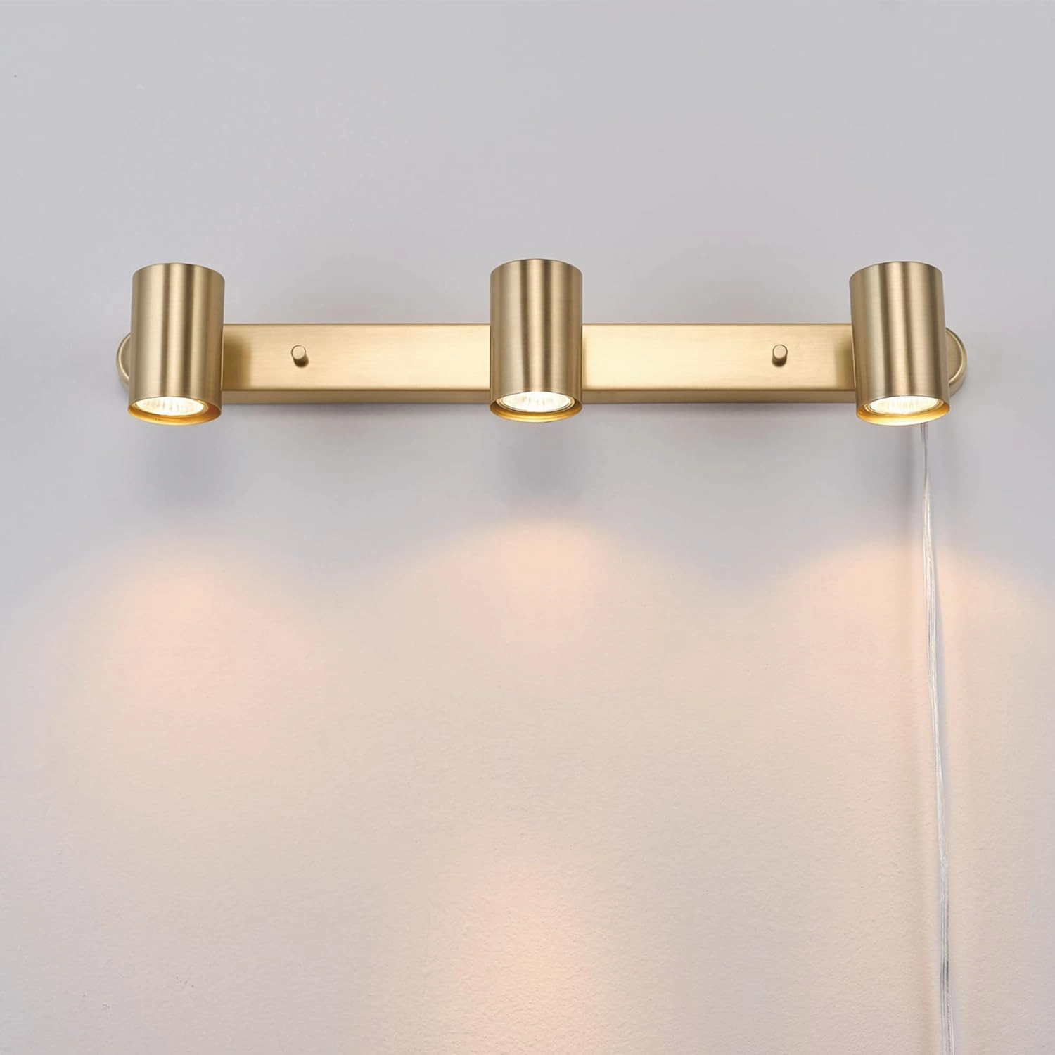 GLOBE Electric 59469 3-Light Plug-in Track Lighting, Matte Brass, Bulb Not Included