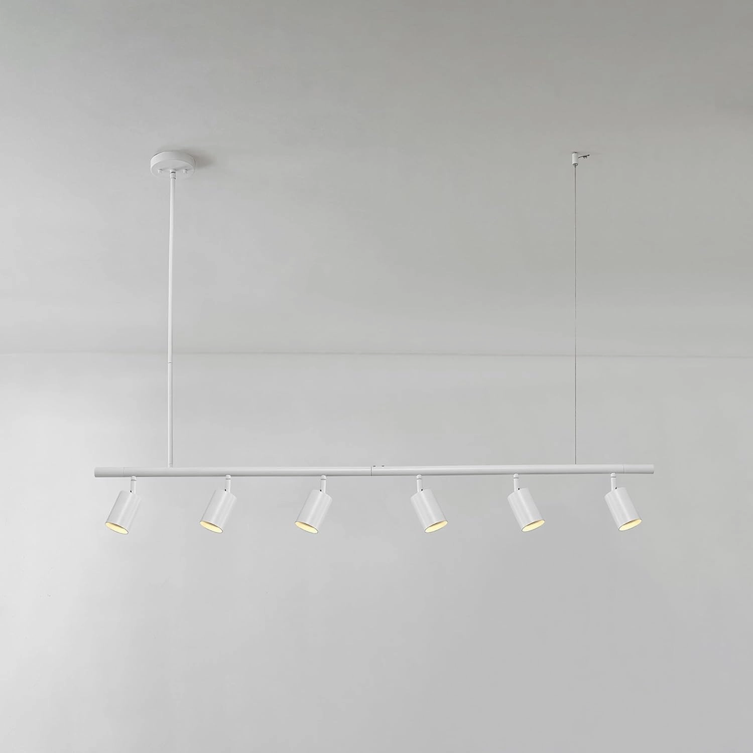 GLOBE Electric 64000124 55" 6-Light Adjustable Height Track Lighting, Matte White, Pivoting Track Heads