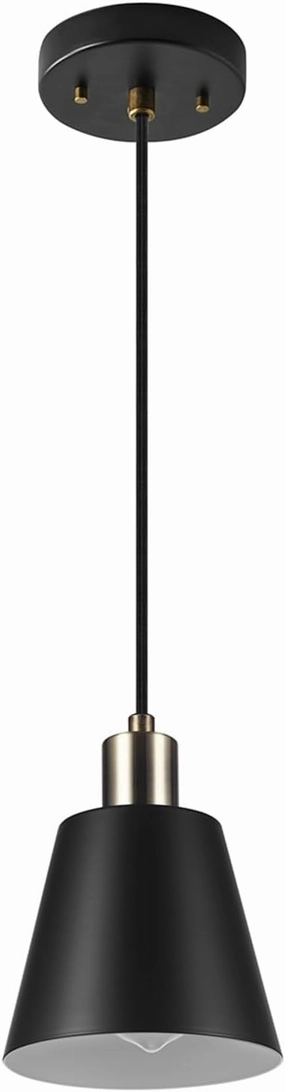 GLOBE Electric 67000153 1-Light Plug-in or Hardwire Pendant Light, Matte Black, Matte Brass Accents, Adjustable Height, Ceiling Lights, Home Essentials, Kitchen, Bedroom, Indoor Lighting, Décor