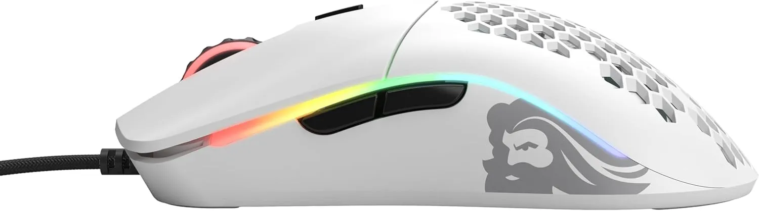 Glorious Model O Wired Gaming Mouse 67g Superlight Honeycomb Design, RGB, Pixart 3360 Sensor, Omron Switches, Ambidextrous - Matte White