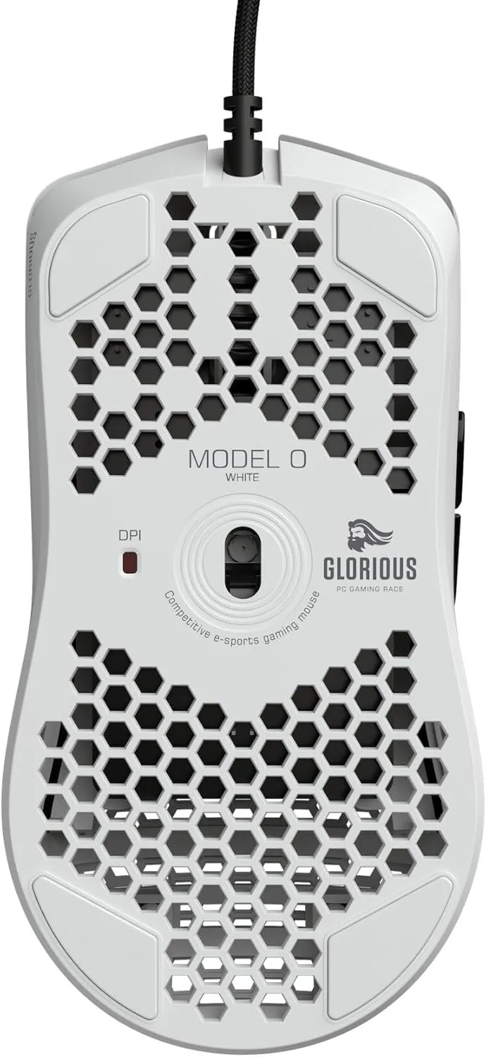 Glorious Model O Wired Gaming Mouse 67g Superlight Honeycomb Design, RGB, Pixart 3360 Sensor, Omron Switches, Ambidextrous - Matte White