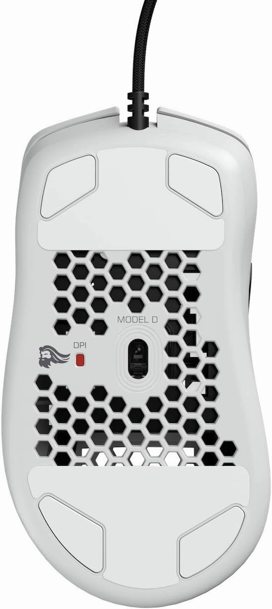 Glorious Gaming Model D- (Minus) Wired Gaming Mouse - 61g Superlight Honeycomb Design, RGB, Ergonomic, Pixart 3360 Sensor, Omron Switches, PTFE Feet, 6 Buttons - Glossy White