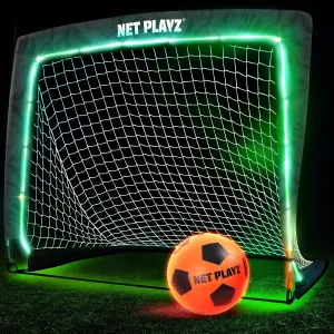 Glow in The Dark Soccer Ball Soccer Net Gift Set | Light Up Soccer Gift for Boys & Girls Kids Teens